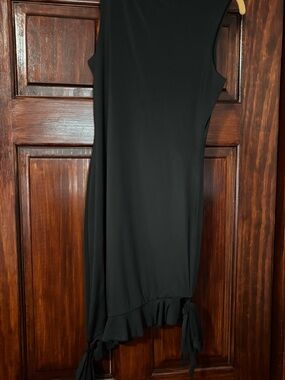 Classic Black Sleeveless Ruffle-Hem Dress